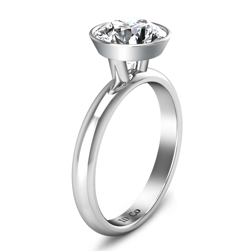 Round Diamond Solitaire Engagement Ring Contempo 14K White Gold