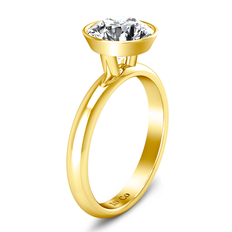 Solitaire Diamond Engagement Ring Contempo 14K Yellow Gold