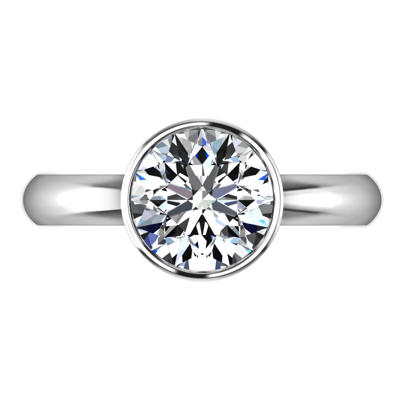 Round Diamond Solitaire Engagement Ring Contempo 14K White Gold
