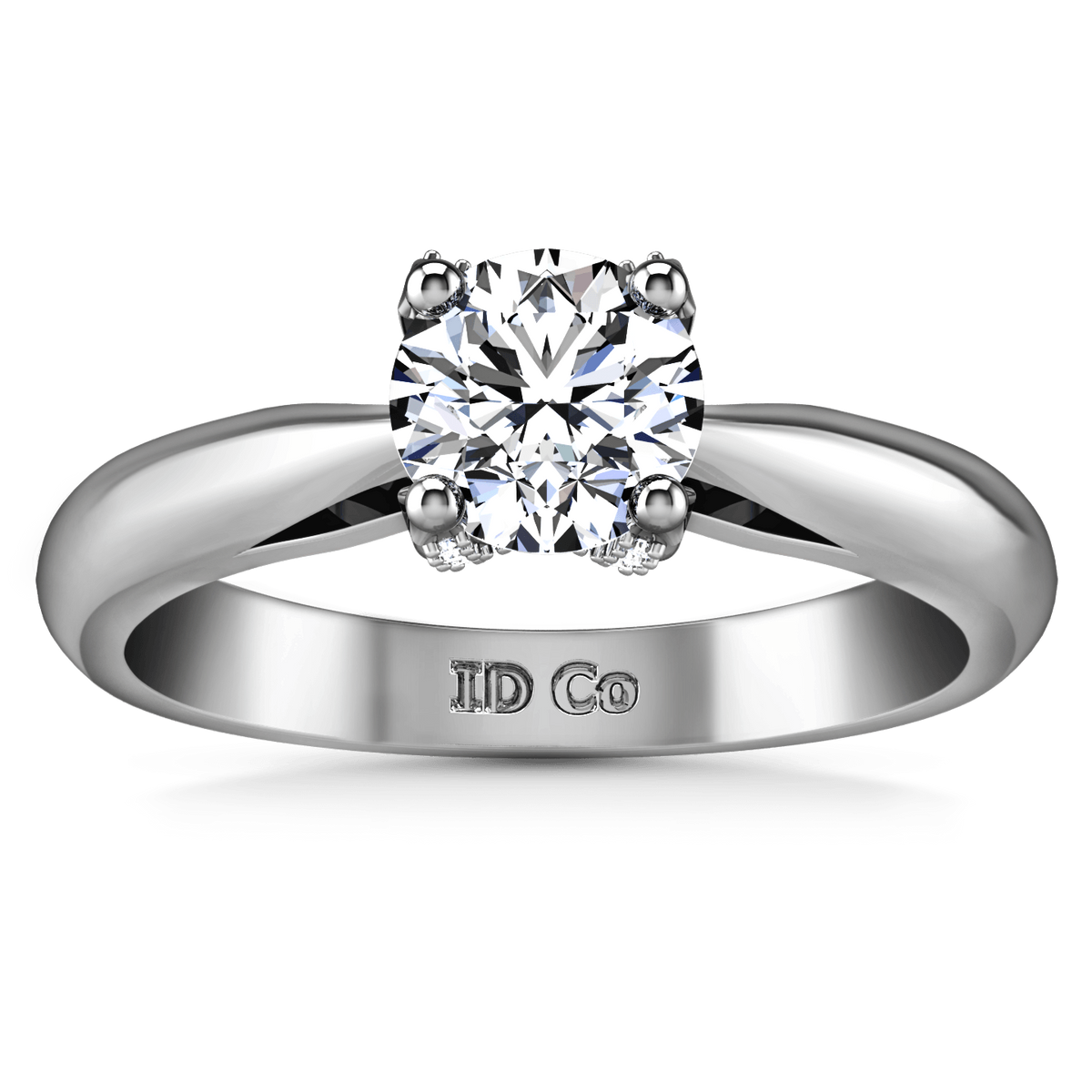 Round Diamond Solitaire Engagement Ring Caressa 14K White Gold