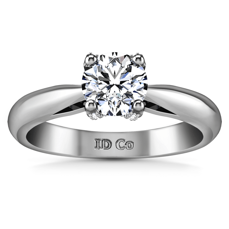 Round Diamond Solitaire Engagement Ring Caressa 14K White Gold