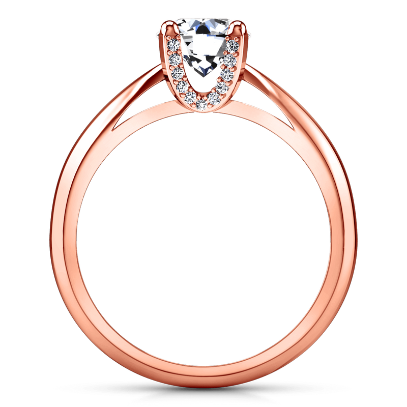 Solitaire Diamond Engagement Ring Caressa 14K Rose Gold
