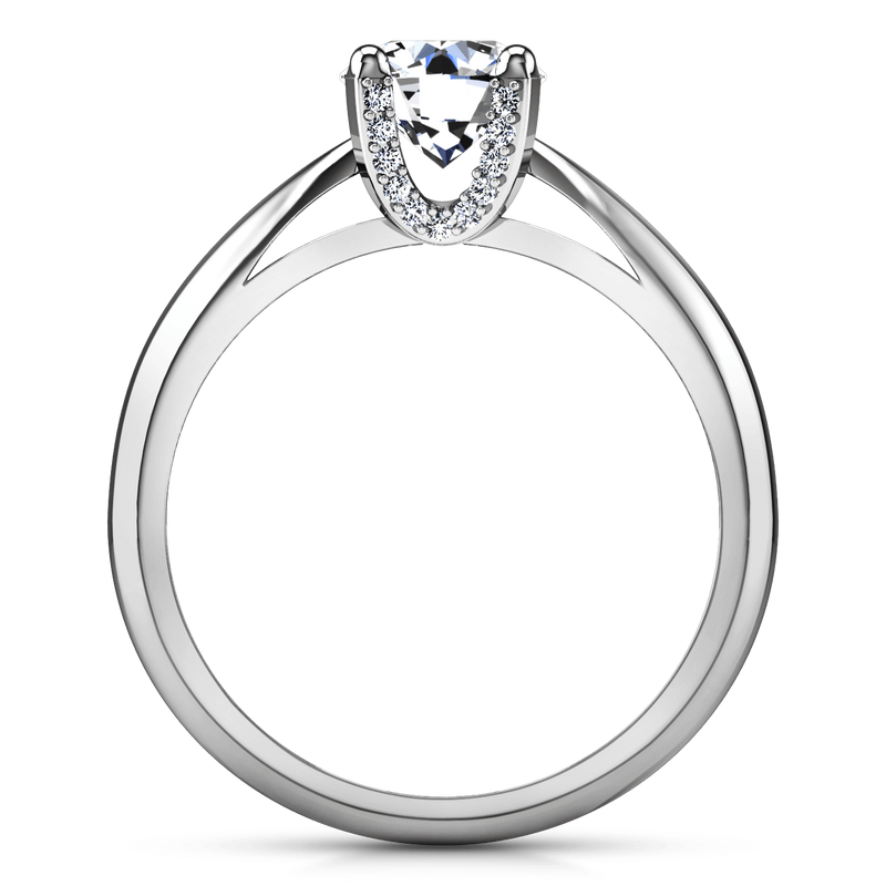 Round Diamond Solitaire Engagement Ring Caressa 14K White Gold