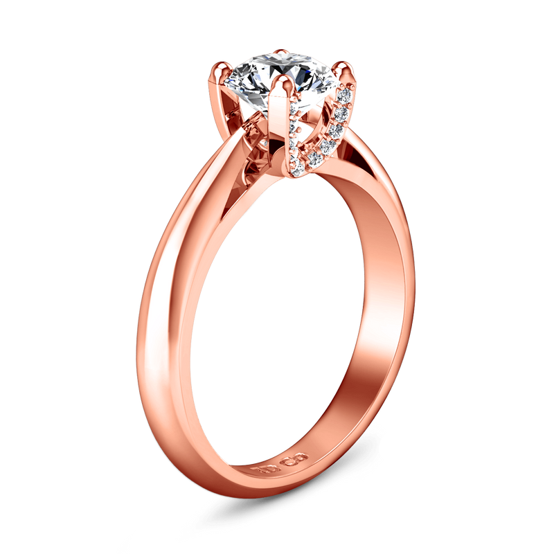 Solitaire Diamond Engagement Ring Caressa 14K Rose Gold