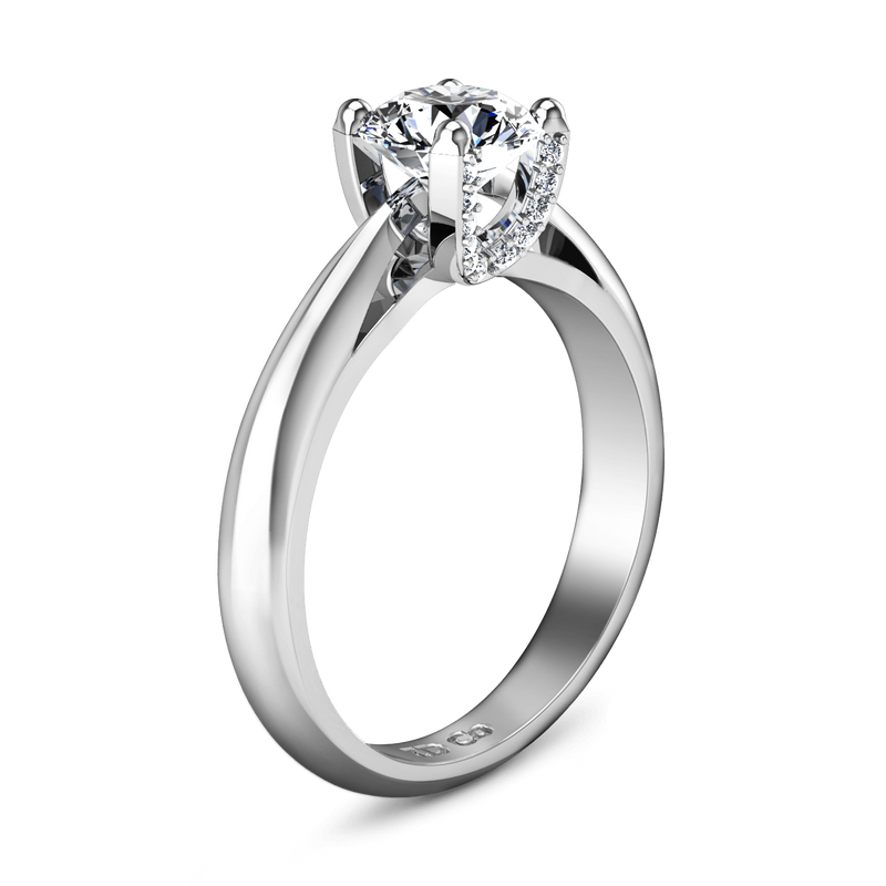 Round Diamond Solitaire Engagement Ring Caressa 14K White Gold