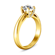 Solitaire Diamond Engagement Ring Caressa 14K Yellow Gold