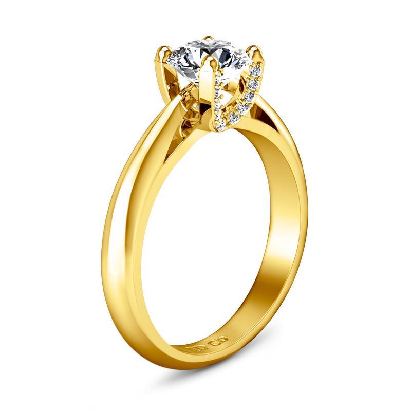 Solitaire Diamond Engagement Ring Caressa 14K Yellow Gold