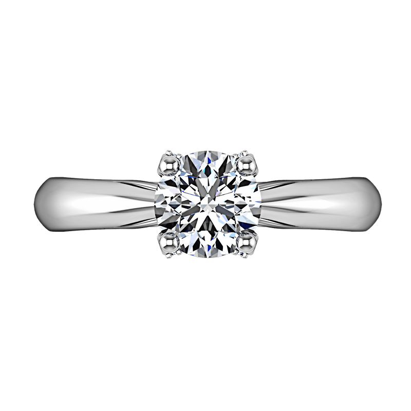 Round Diamond Solitaire Engagement Ring Caressa 14K White Gold