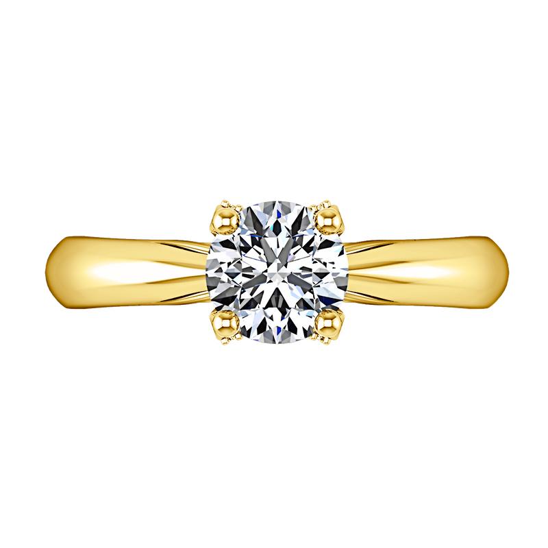 Solitaire Diamond Engagement Ring Caressa 14K Yellow Gold