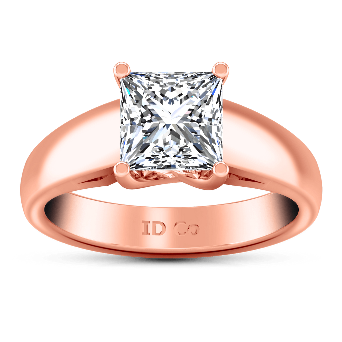 Solitaire Diamond Princess Cut Engagement Ring Leyla 14K Rose Gold