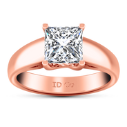 Solitaire Diamond Princess Cut Engagement Ring Leyla 14K Rose Gold