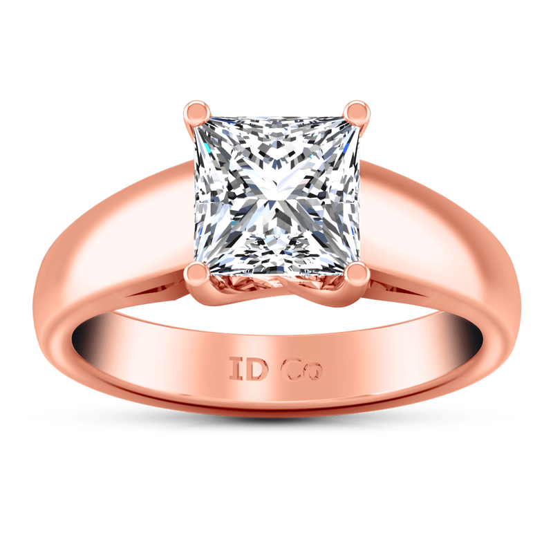 Solitaire Diamond Princess Cut Engagement Ring Leyla 14K Rose Gold