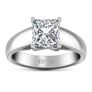 Solitaire Princess Cut Diamond Engagement Ring Leyla 14K White Gold