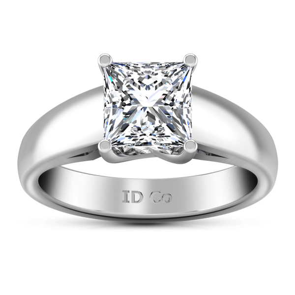 Solitaire Princess Cut Diamond Engagement Ring Leyla 14K White Gold