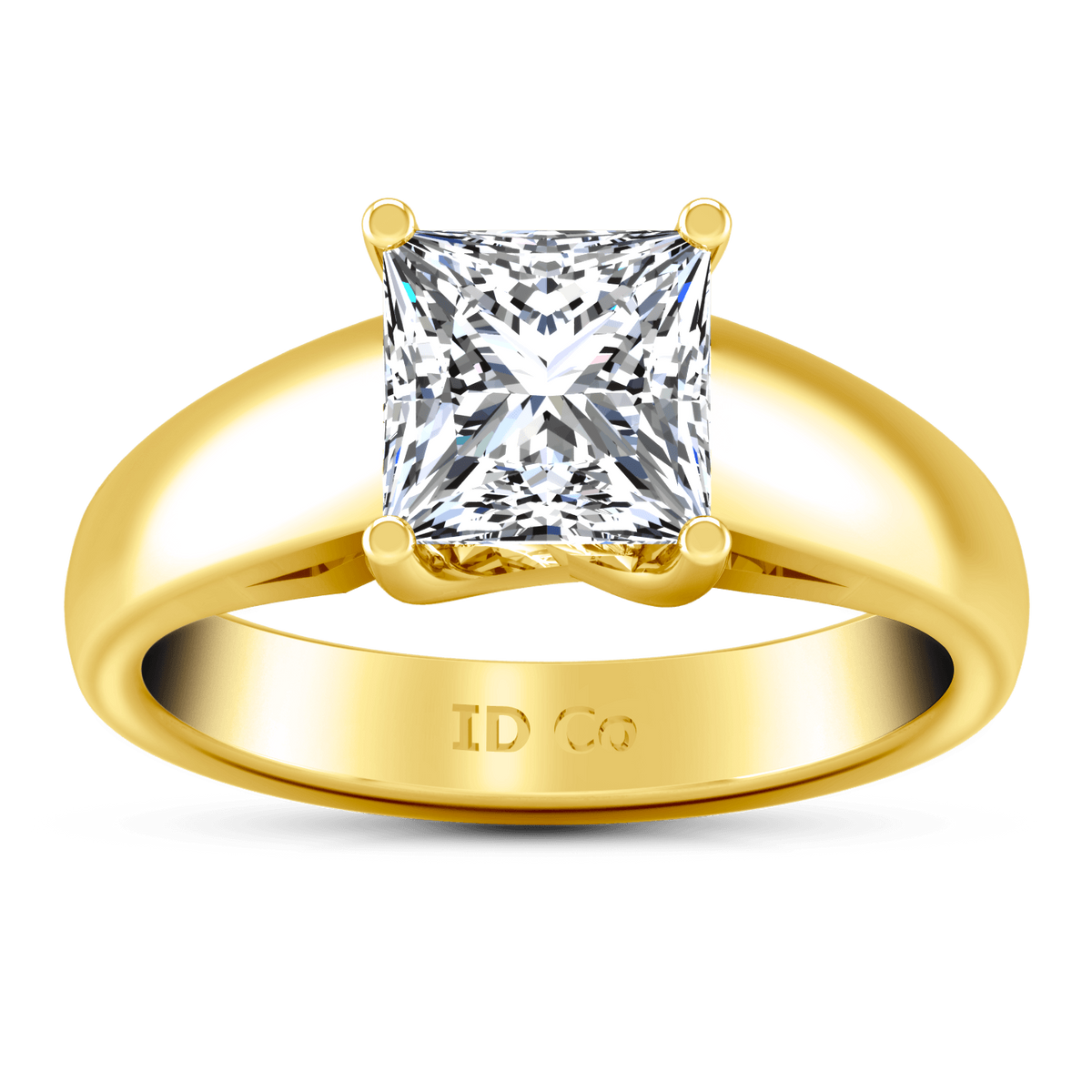 Solitaire Diamond Princess Cut Engagement Ring Leyla 14K Yellow Gold