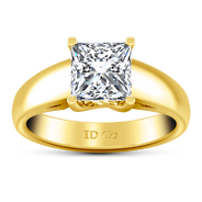 Solitaire Diamond Princess Cut Engagement Ring Leyla 14K Yellow Gold