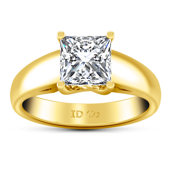 Solitaire Diamond Princess Cut Engagement Ring Leyla 14K Yellow Gold