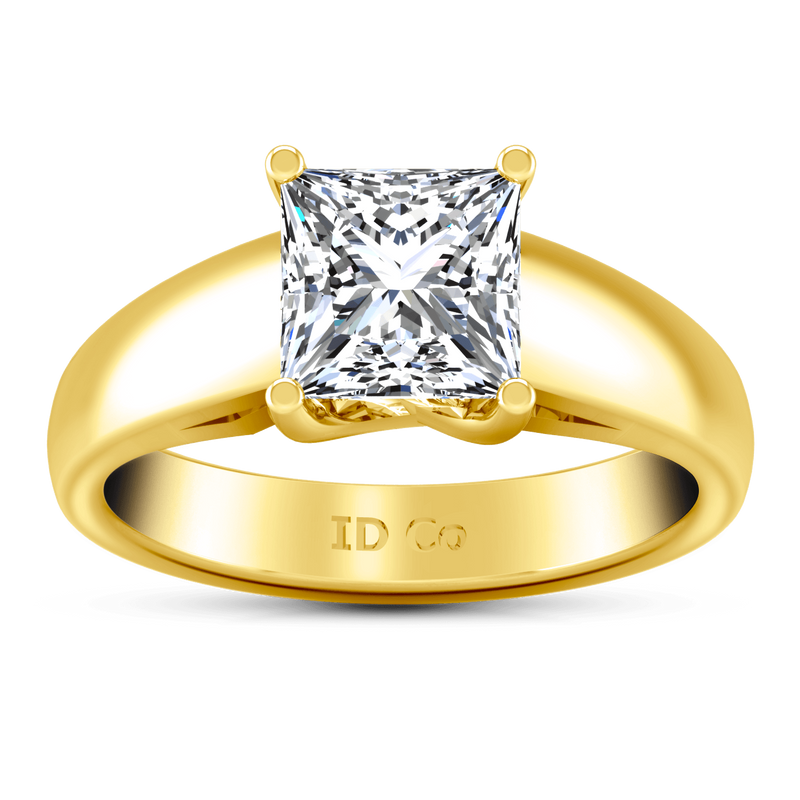 Solitaire Diamond Princess Cut Engagement Ring Leyla 14K Yellow Gold