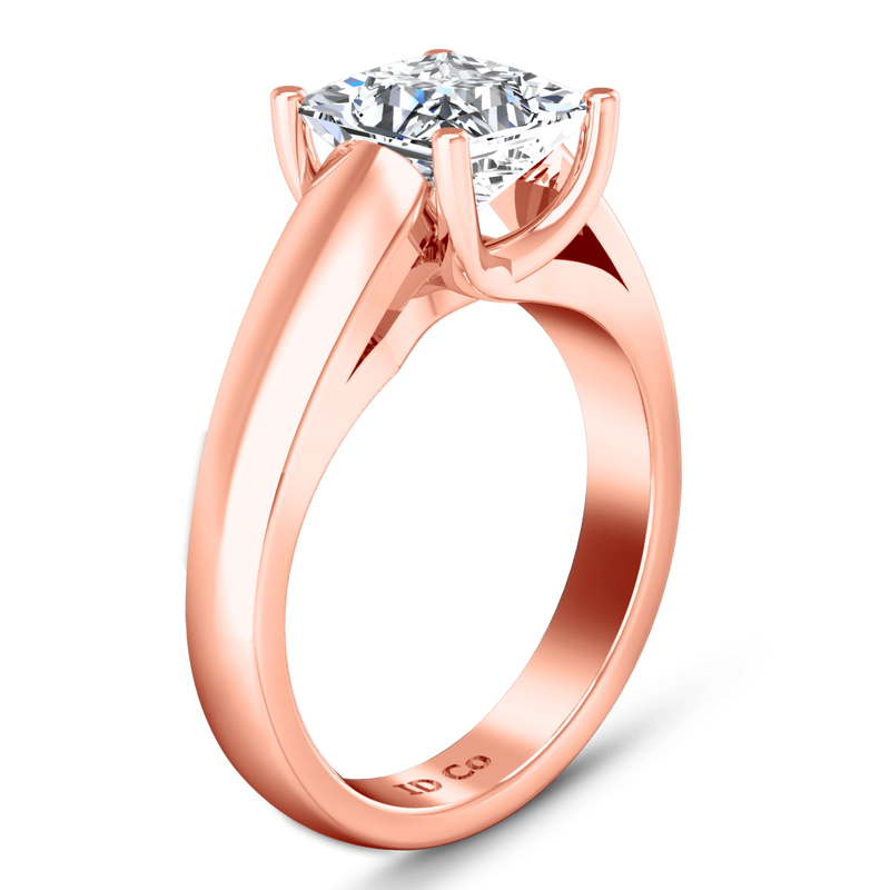 Solitaire Diamond Princess Cut Engagement Ring Leyla 14K Rose Gold