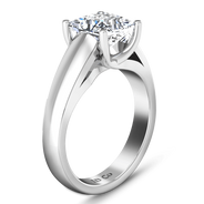 Solitaire Princess Cut Diamond Engagement Ring Leyla 14K White Gold