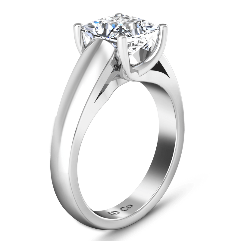Solitaire Princess Cut Diamond Engagement Ring Leyla 14K White Gold