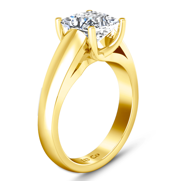 Solitaire Diamond Princess Cut Engagement Ring Leyla 14K Yellow Gold