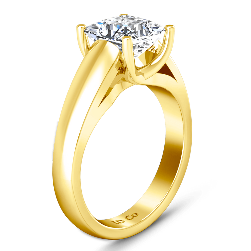 Solitaire Diamond Princess Cut Engagement Ring Leyla 14K Yellow Gold