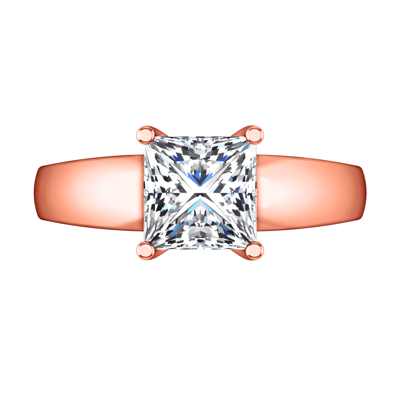 Solitaire Diamond Princess Cut Engagement Ring Leyla 14K Rose Gold