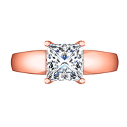 Solitaire Diamond Princess Cut Engagement Ring Leyla 14K Rose Gold