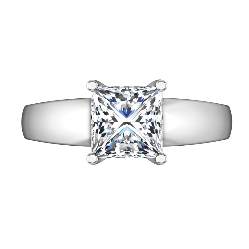 Solitaire Princess Cut Diamond Engagement Ring Leyla 14K White Gold