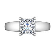 Solitaire Princess Cut Diamond Engagement Ring Leyla 14K White Gold