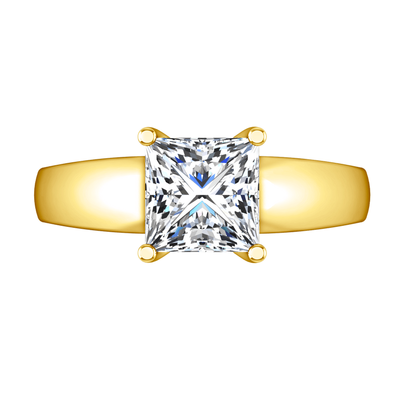 Solitaire Diamond Princess Cut Engagement Ring Leyla 14K Yellow Gold