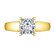 Solitaire Diamond Princess Cut Engagement Ring Leyla 14K Yellow Gold