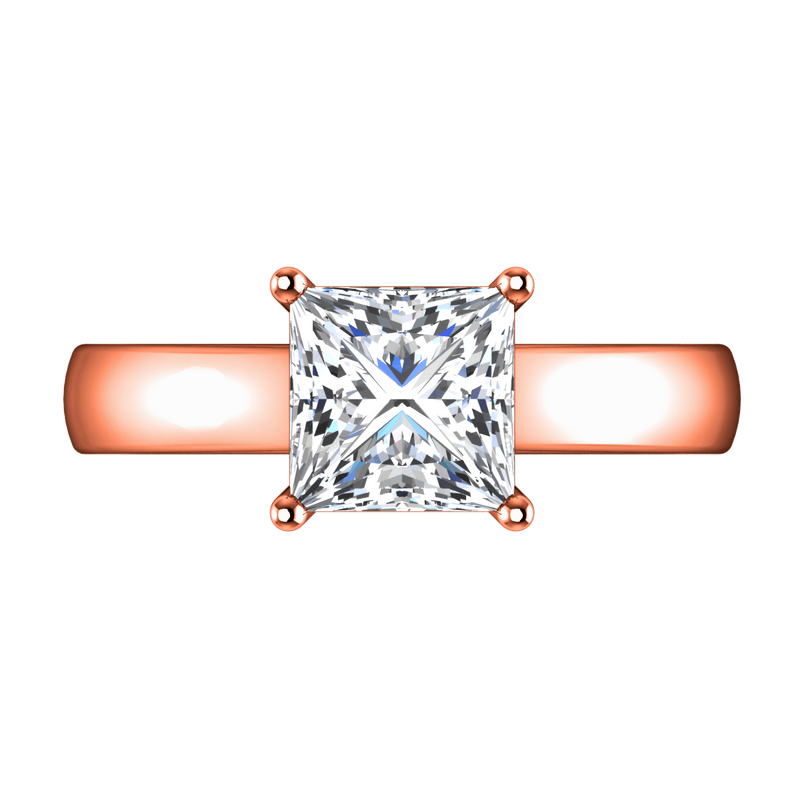 Solitaire Diamond Princess Cut Engagement Ring Angie 14K Rose Gold