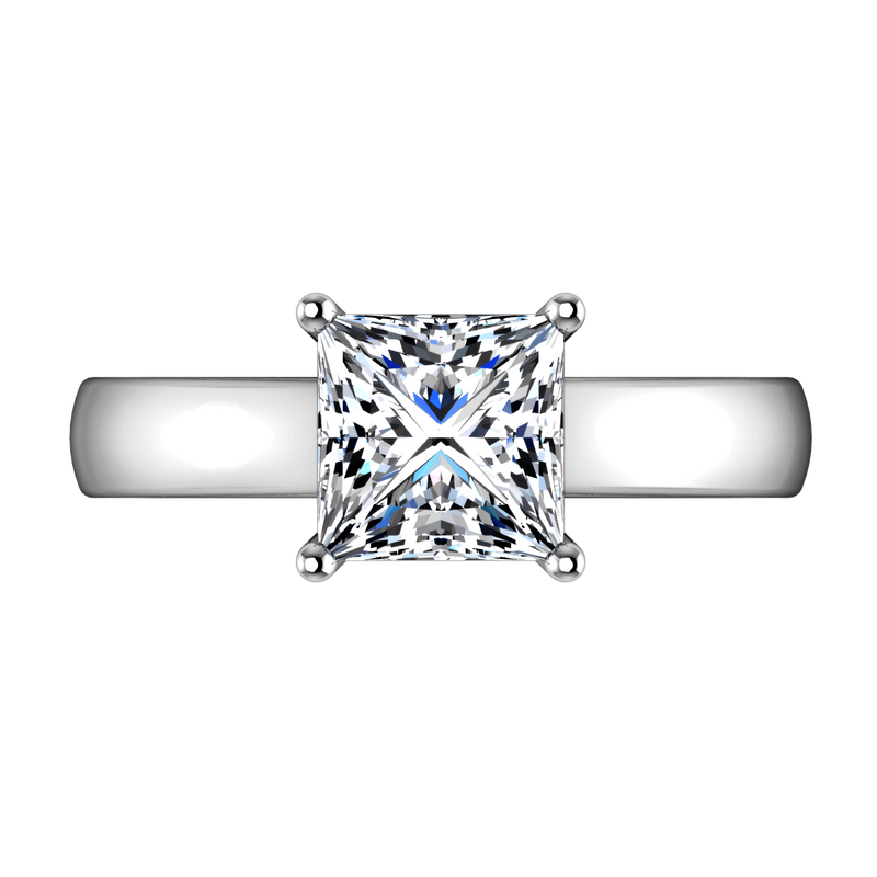 Solitaire Princess Cut Diamond Engagement Ring Angie 14K White Gold