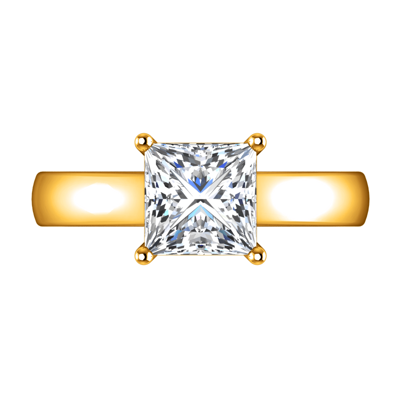 Solitaire Diamond Princess Cut Engagement Ring Angie 14K Yellow Gold