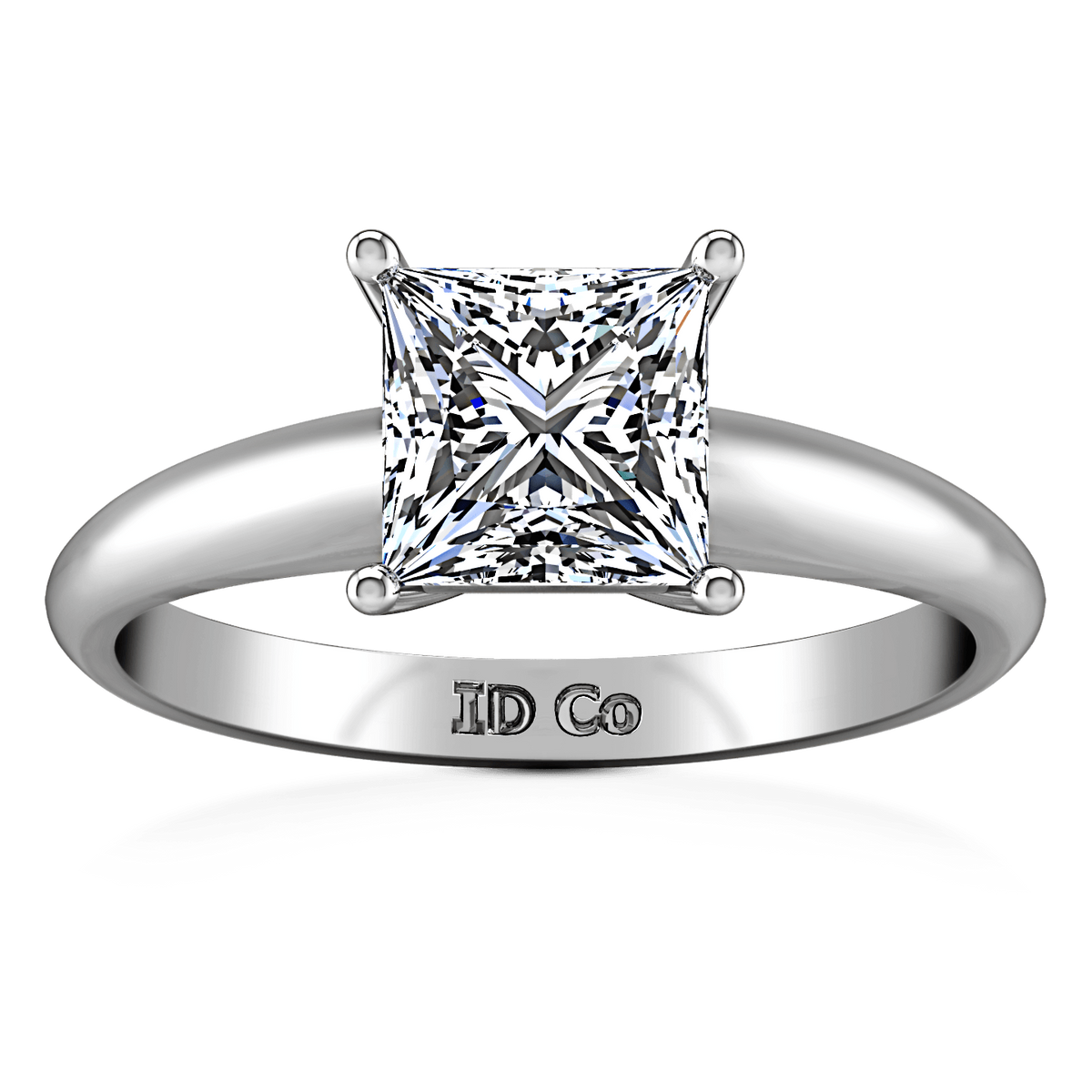Solitaire Princess Cut Diamond Engagement Ring Cindy 14K White Gold