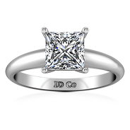 Solitaire Princess Cut Diamond Engagement Ring Cindy 14K White Gold