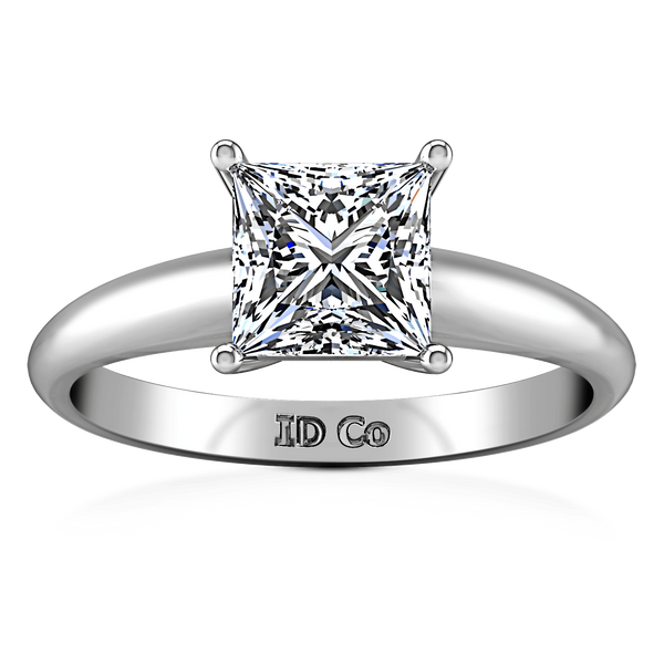 Solitaire Princess Cut Diamond Engagement Ring Cindy 14K White Gold