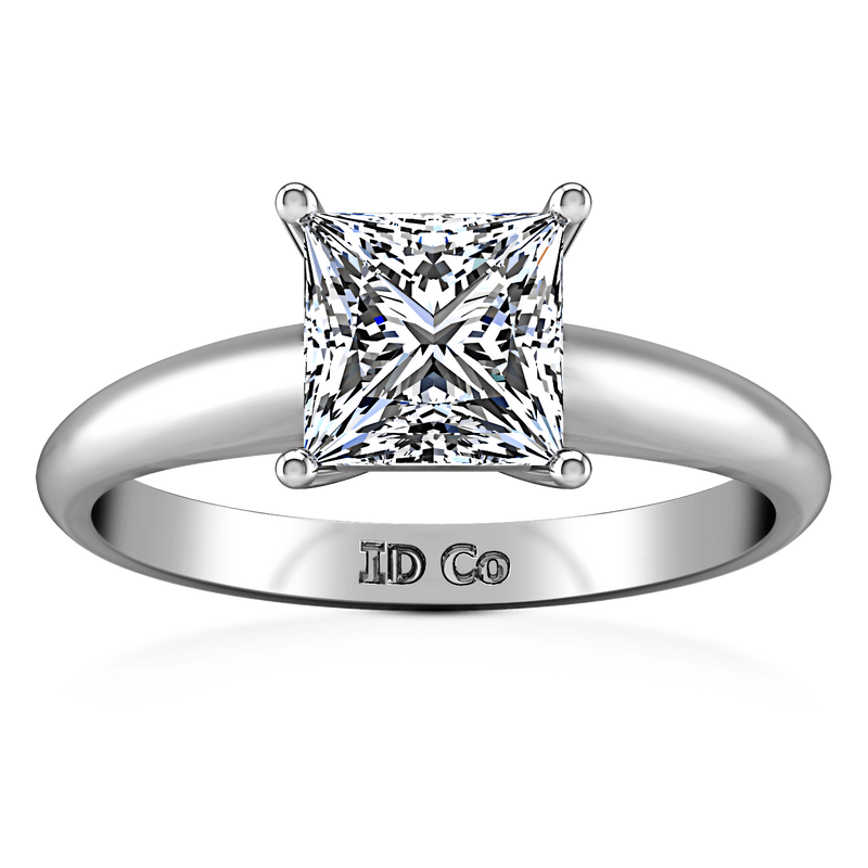 Solitaire Princess Cut Diamond Engagement Ring Cindy 14K White Gold