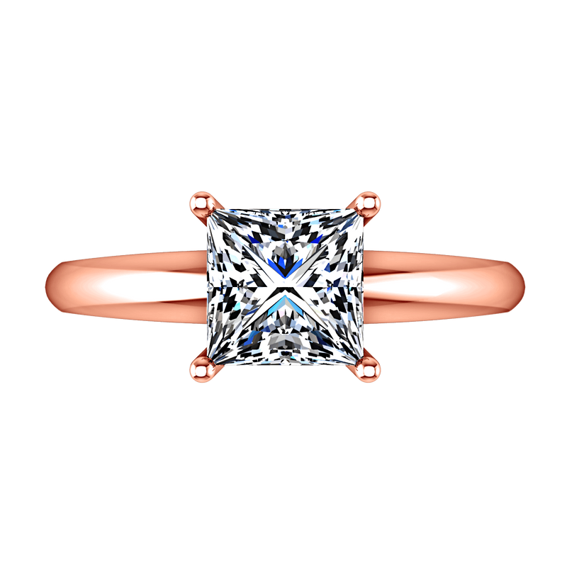 Solitaire Diamond Princess Cut Engagement Ring Cindy 14K Rose Gold