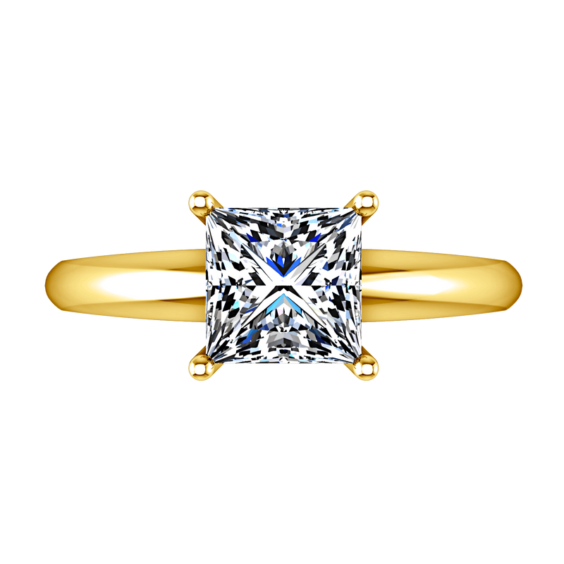 Solitaire Diamond Princess Cut Engagement Ring Cindy 14K Yellow Gold