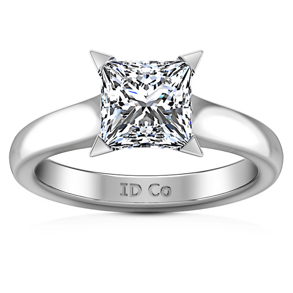 Solitaire Princess Cut Diamond Engagement Ring Jenny 14K White Gold
