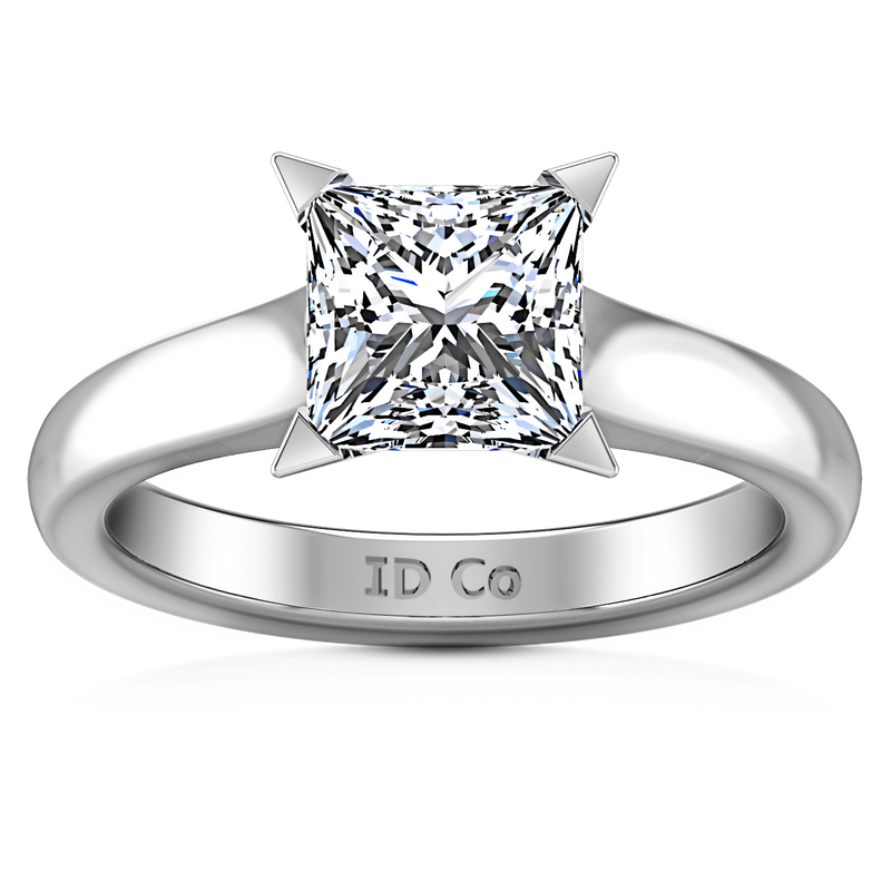 Solitaire Princess Cut Diamond Engagement Ring Jenny 14K White Gold
