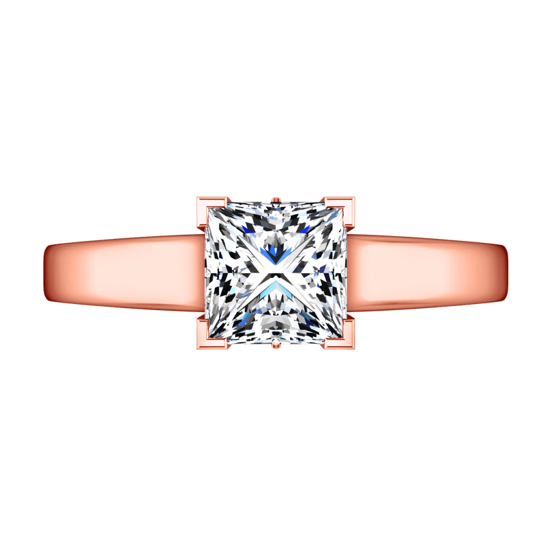 Solitaire Diamond Princess Cut Engagement Ring Holly 14K Rose Gold