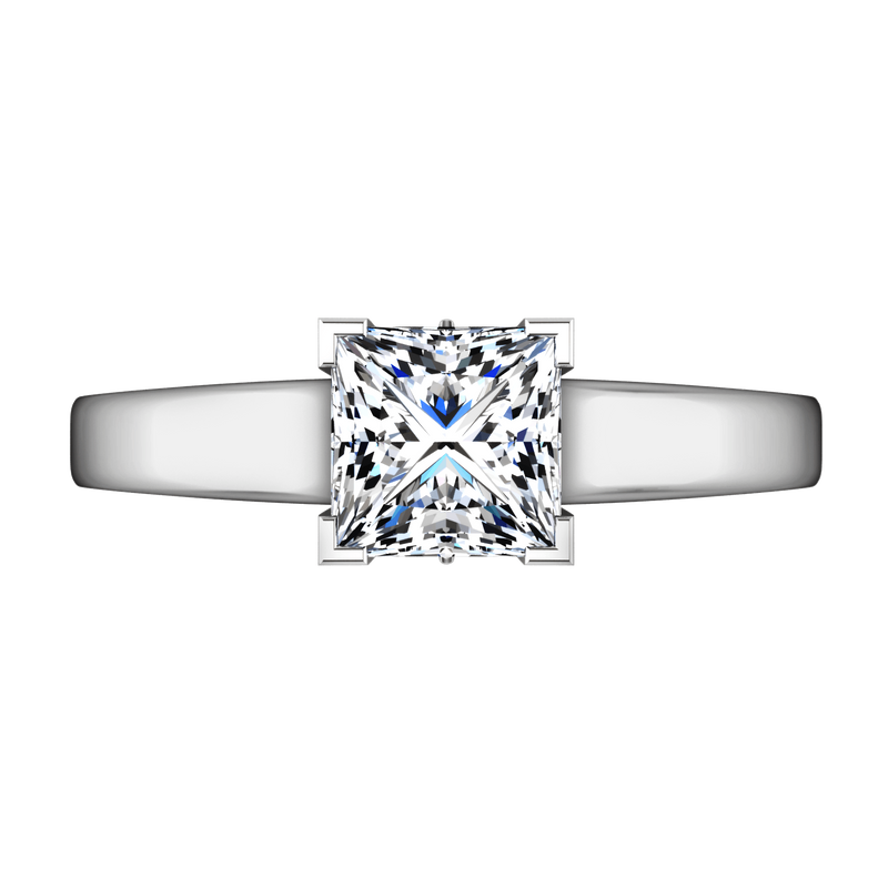 Solitaire Princess Cut Diamond Engagement Ring Holly 14K White Gold