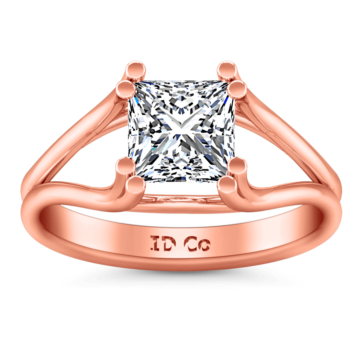 Solitaire Diamond Princess Cut Engagement Ring Bella 14K Rose Gold