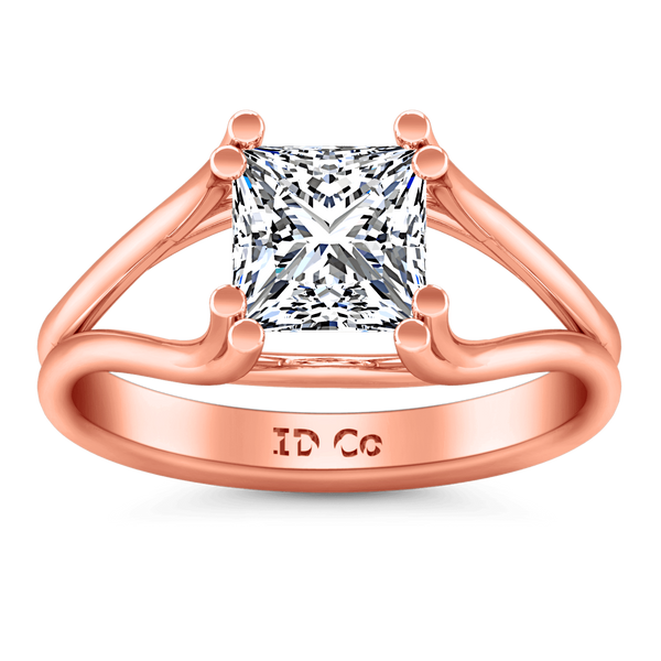 Solitaire Diamond Princess Cut Engagement Ring Bella 14K Rose Gold