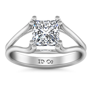 Solitaire Princess Cut Diamond Engagement Ring Bella 14K White Gold