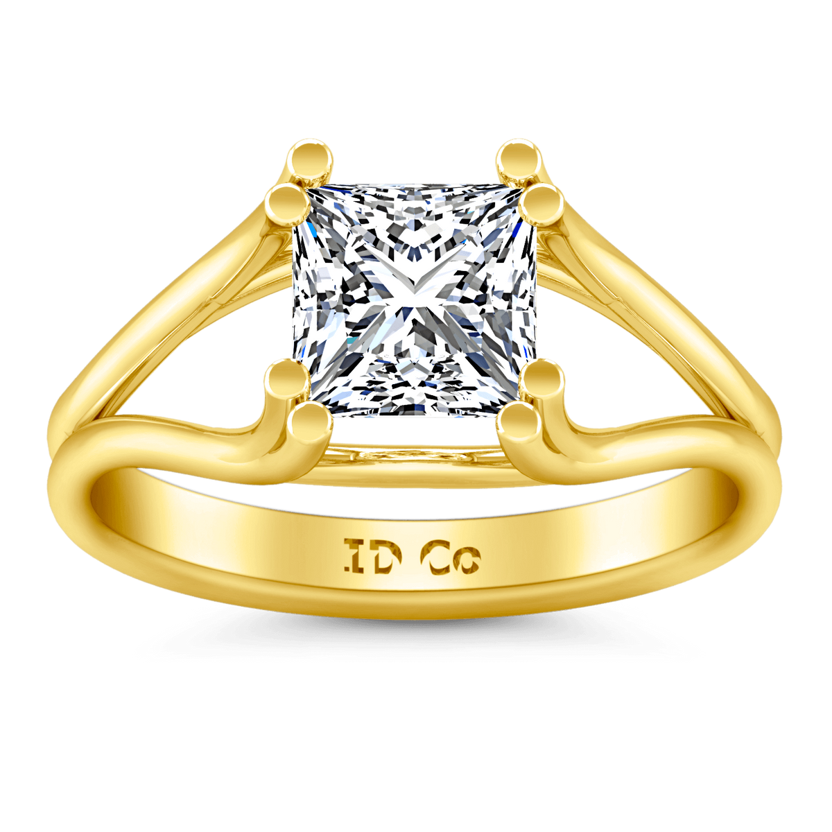 Solitaire Diamond Princess Cut Engagement Ring Bella 14K Yellow Gold